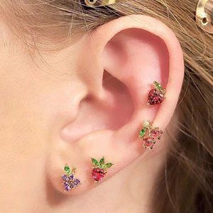 3/$30 Dainty Kawaii Fruit Stud Earrings